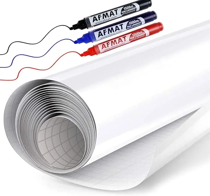 AFMAT White Board Wallpaper, White Board Roll, Stick on White Boards for Wall, 1.5x11ft Peel and Stick Dry Erase Roll