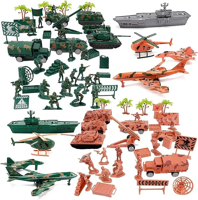 Liberty Imports Military Air Force Navy Deluxe Action Figures Army Men Soldiers Playset with Scaled Vehicles (73 pcs)