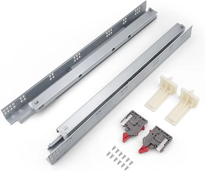 Knobonly 6 Pair 21" Soft Close Drawer Rails Full Extension, Undermount Zinc Plated Drawer Slides, Mounting Screws and Adjustable Locking Device Included, 85 lb Load Capacity