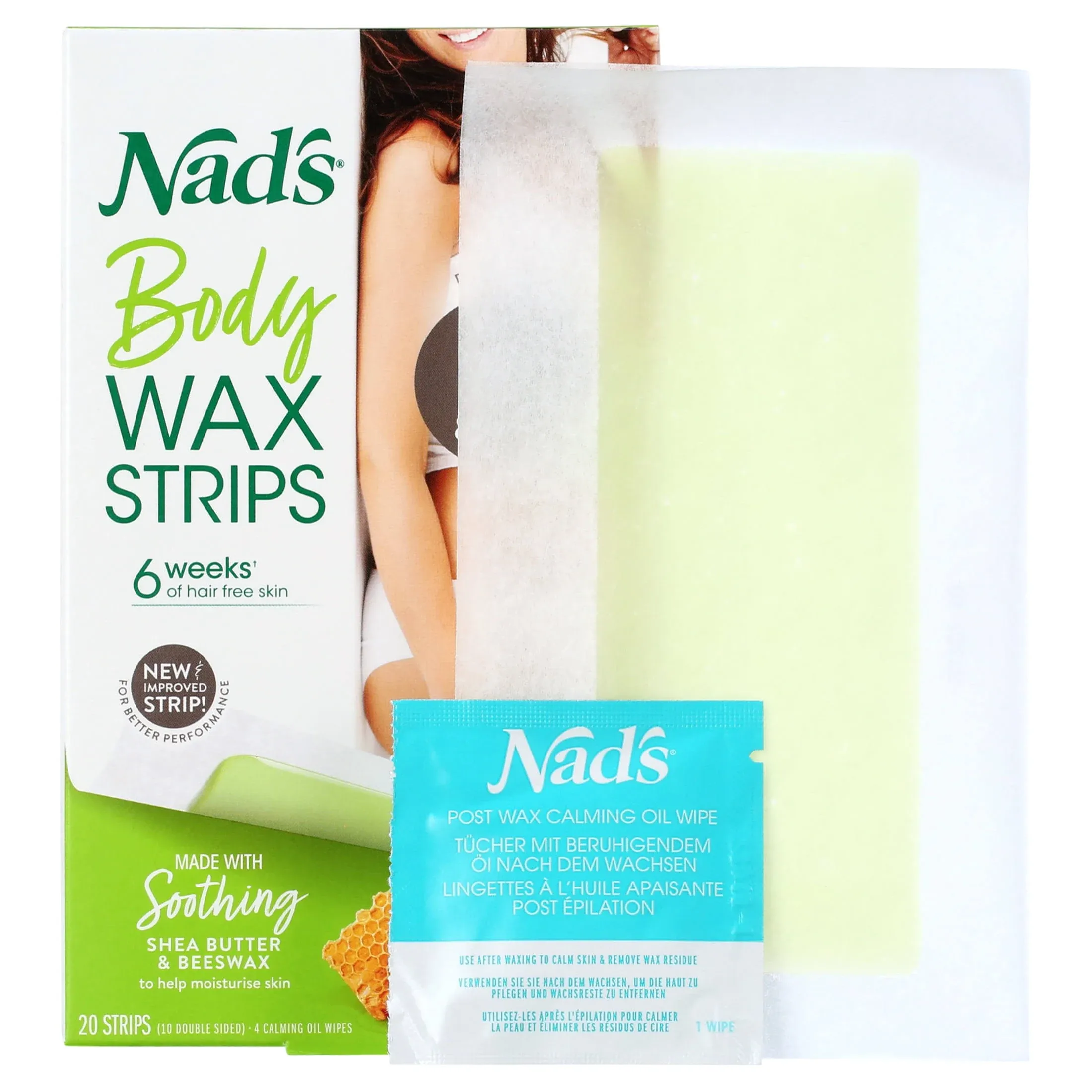 Nad's Body Wax Strips, 20 Count