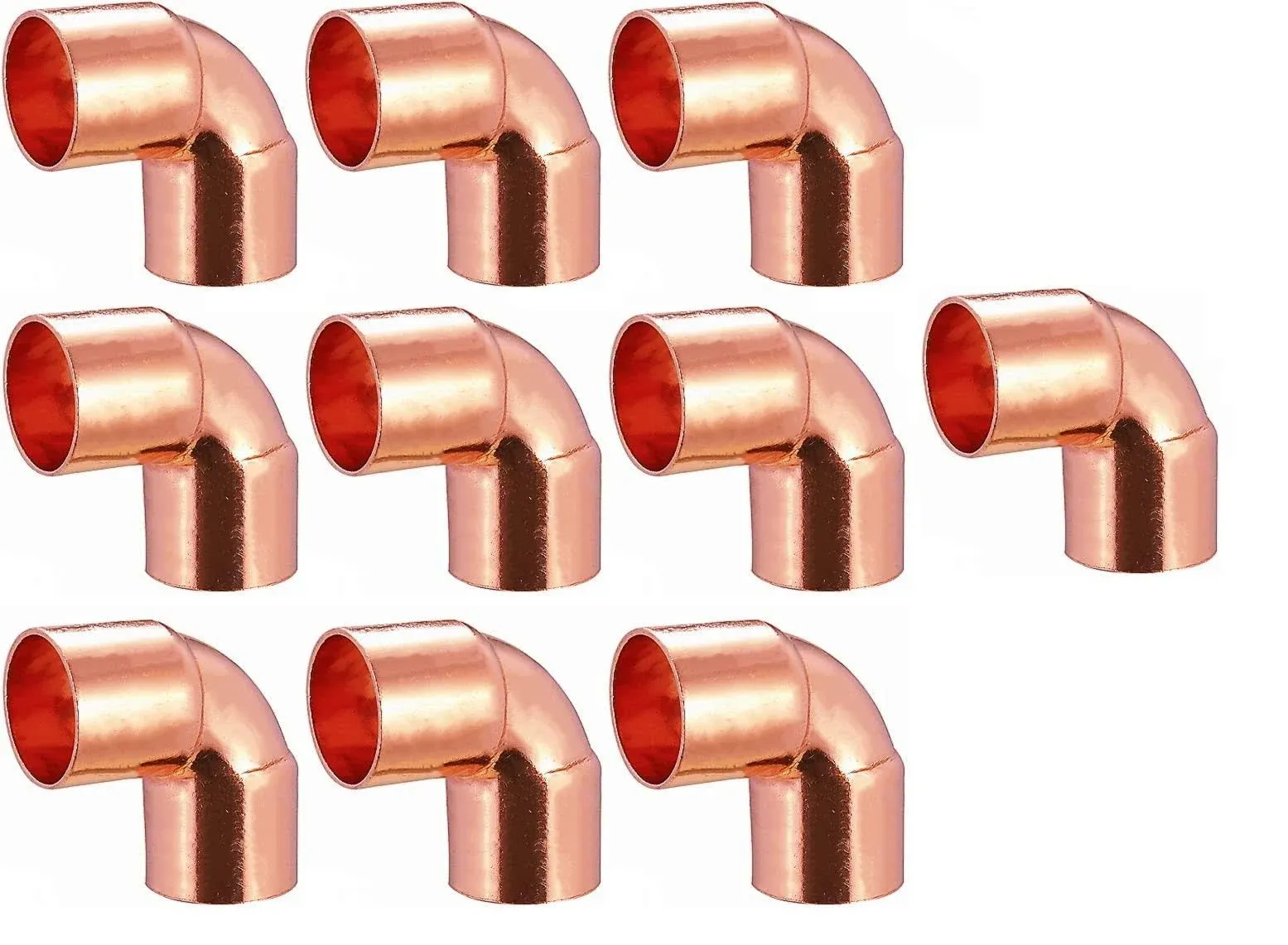 (10pcs) EZ-FLUID Plumbing 1" C X C LF Short Radius Copper 90 Degree Elbow Pressure Copper Fittings with Sweat Solder Connection for Residential,Commercial