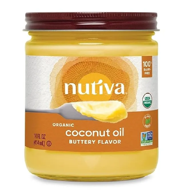 Nutiva Organic Coconut Oil with Non-Dairy Butter Flavor, 29 Fl. Oz. USDA Organic, Non-GMO, Whole 30 Approved, Vegan & Gluten-Free, Plant-Based Replacement for Butter