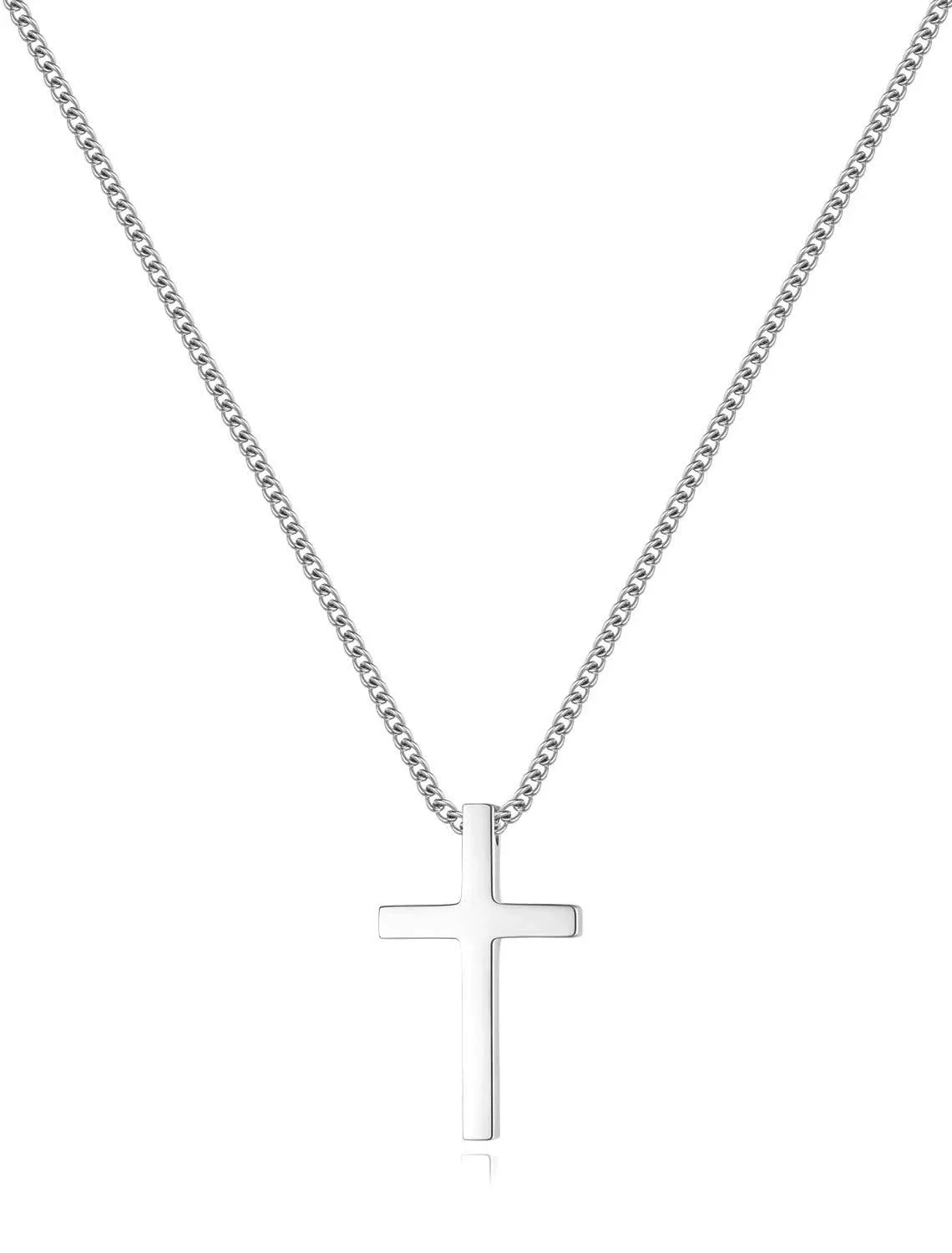 REVEMCN Black Gold Silver Cross Necklace for Boys Stainless Steel Mens Cross Pendant Chain Necklace for Men Women Religious Jewelry Gifts for Boys Girls Chain 16-24 Inches