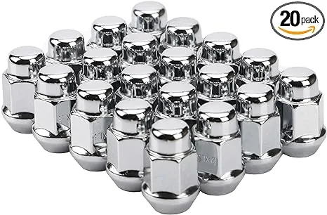 FLYCLE 20pcs 1.4 Inch 12x1.5 Closed End Bulge Acorn Black Lug Nuts Cone