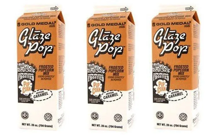 Glaze Pop,Frosted Caramel Popcorn Flavoring, Gold Medal 2525, 3 Cartons