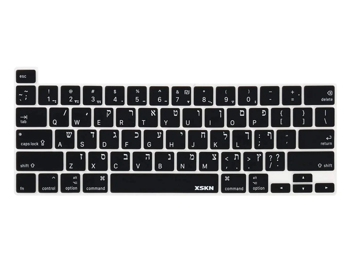 XSKN Hebrew Silicone Keyboard Skin Cover for 2019 2020 Released 16.2 inch 13.3 inch MacBook Pro with Touch Bar and Touch ID A2141 A2289 A2251 A2338