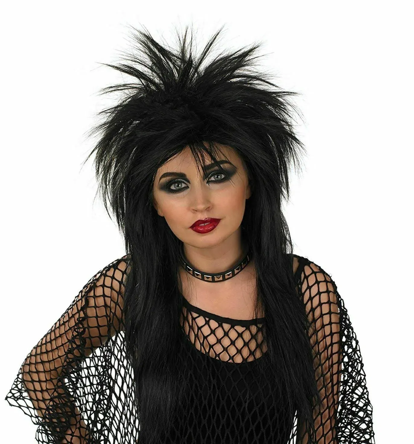 Fun Shack Glam Rock Fancy Dress Wig, Punk Wig Women, 80s Wig Women, Womens Glam Rock Wig, Black Rock Wig, Rock Star Wig One Size