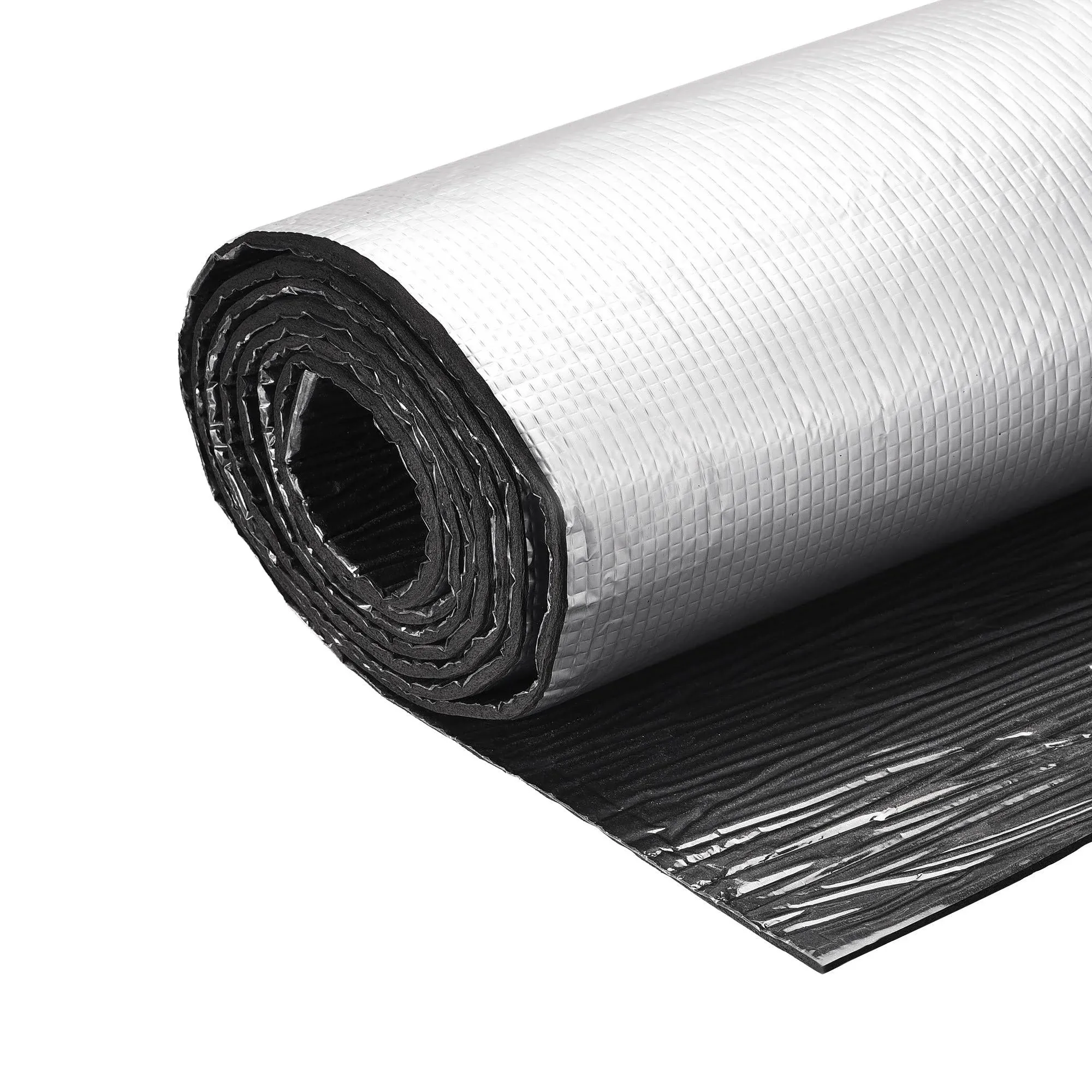 uxcell Insulation Sheet, 3meterx0.5mx5mm Self-Adhesive Embossed Aluminum Foil Waterproof Heat Resistant Thermal Barrier, for Roof Wall HVAC Duct Pipe, Rubber Foam