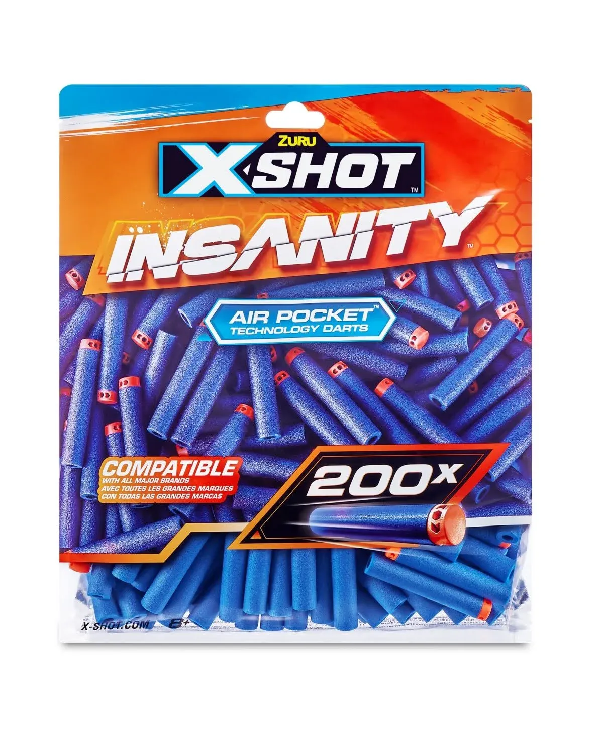 X-Shot Insanity 200 Dart Refill Pack by ZURU, Compatible with X-Shot and Other Brands, Blaster Outdoor Toys