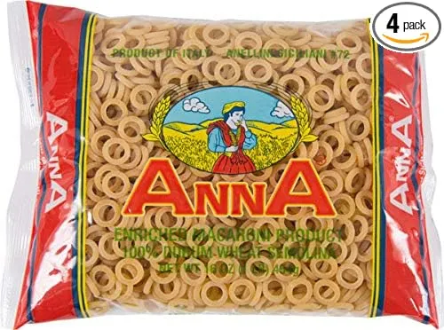 Anna - Italian Anellini Siciliani Pasta #72, (4)- 16 oz. Pkgs.