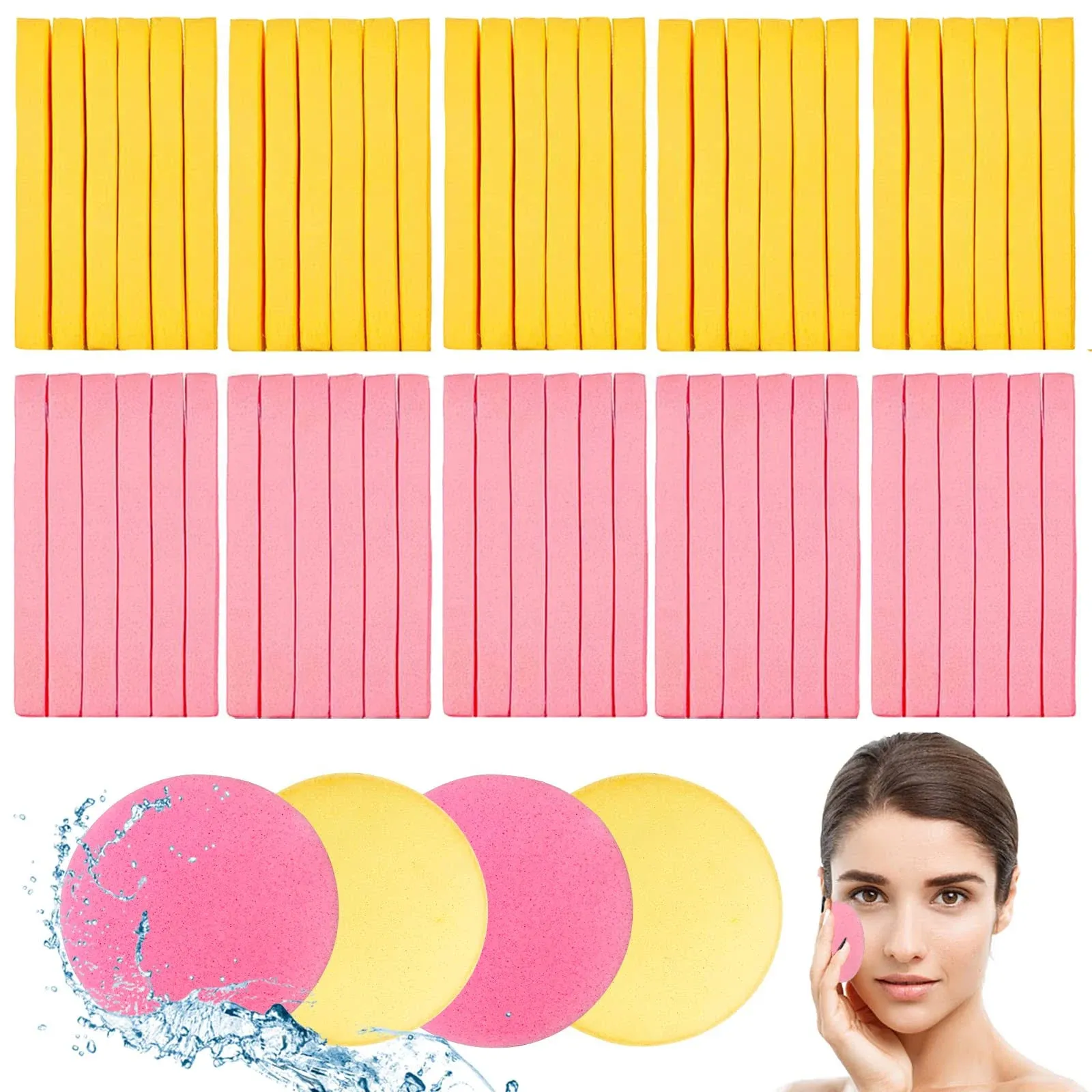 120 Pcs Facial Sponge CompressedFace Cleansing Sponge Makeup Removal Sponge P...