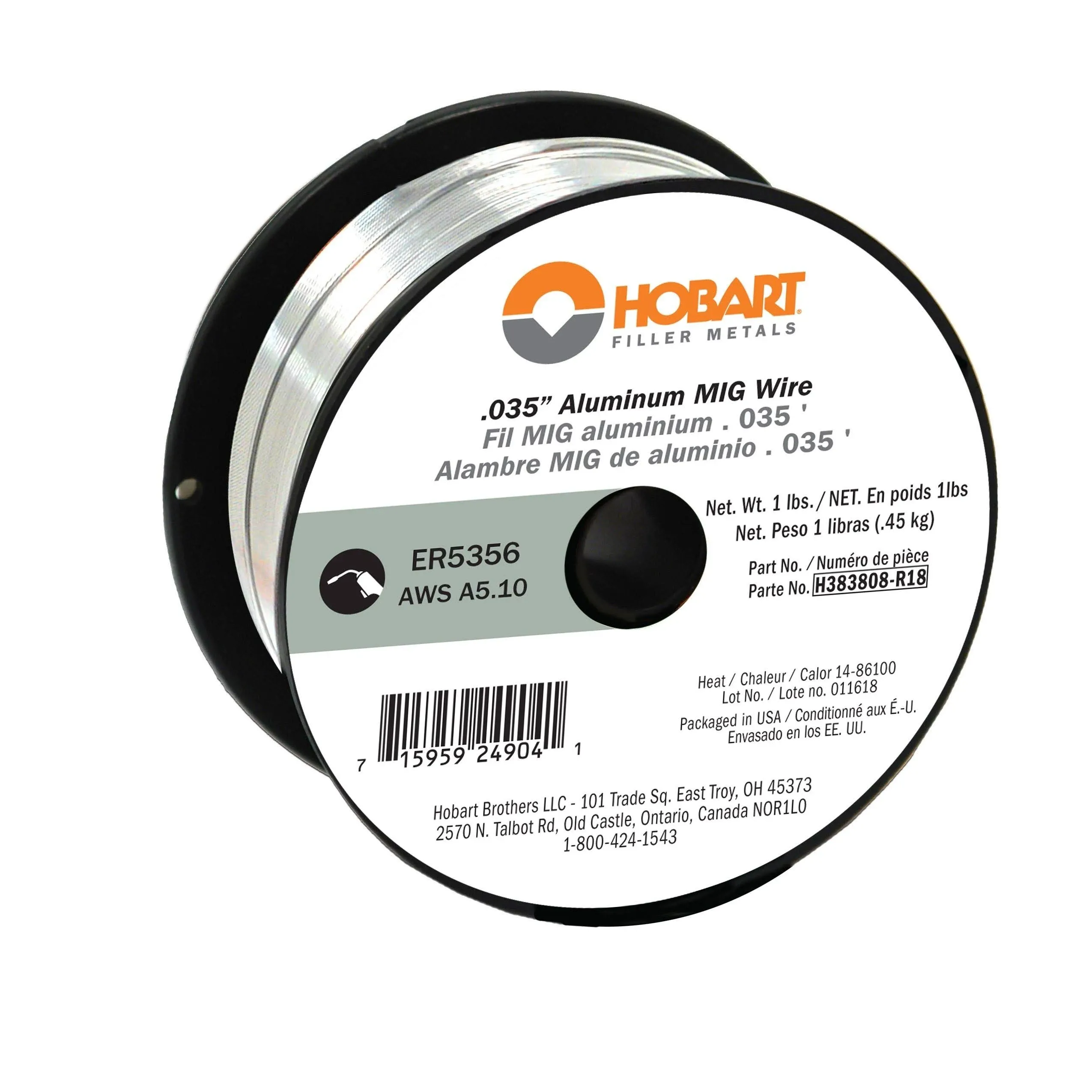 Hobart H381806-R18 1-Pound ER4043 Aluminum Welding Wire, 0.030-Inch