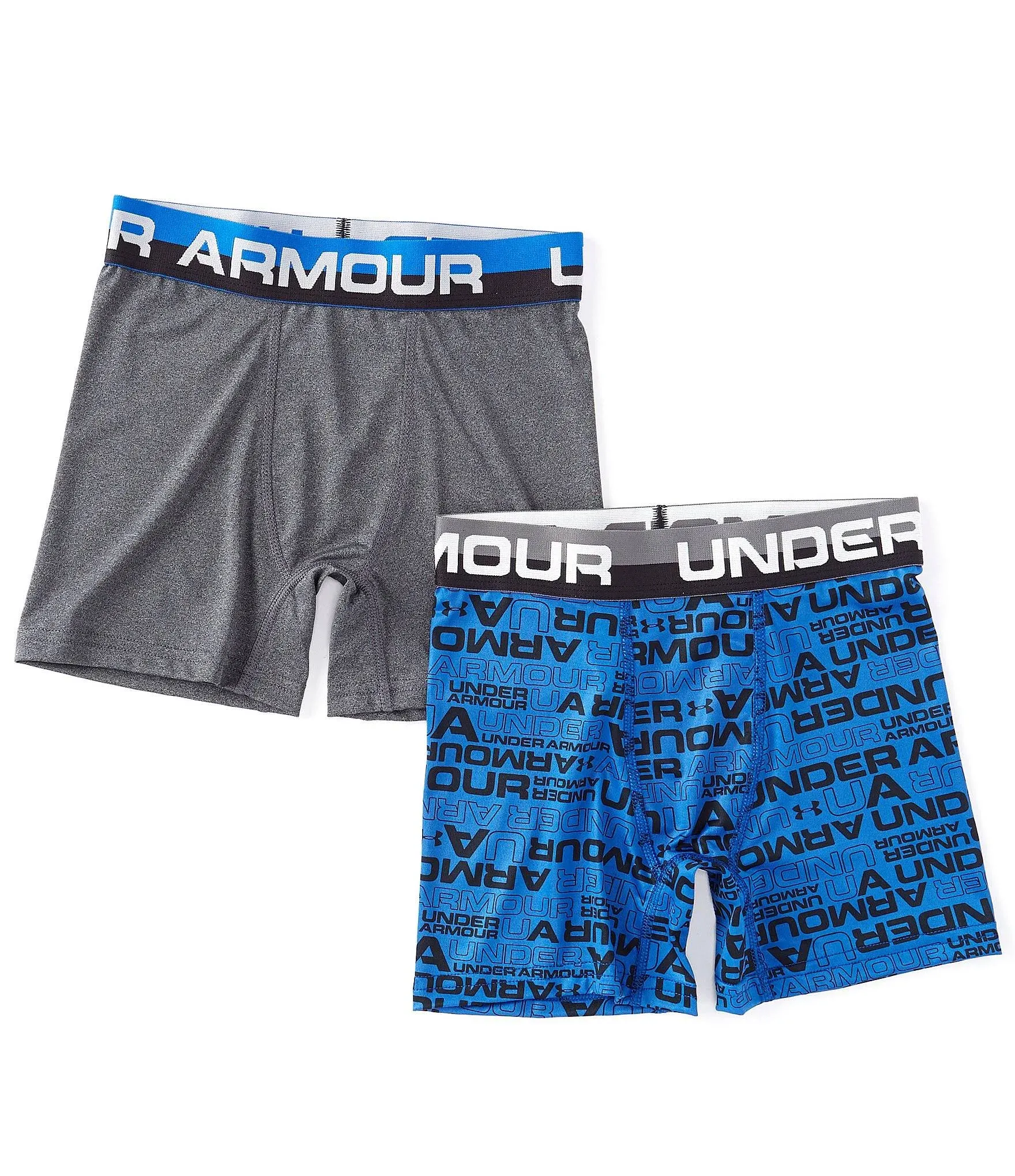 Under Armour Boys' Owrdmark Boxer Briefs – 2 Pack, XL, Ultra Blue