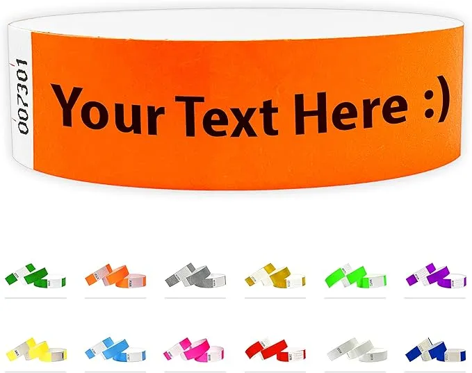 Custom 3/4" Tyvek Wristbands for Events - Bracelets Printed with Your Text