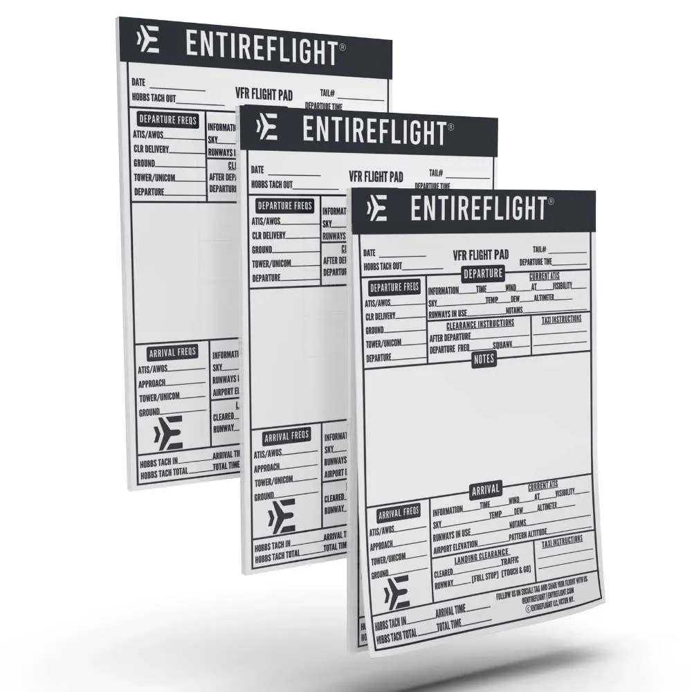 EntireFlight VFR Flight Pads For Kneeboards - 3Pack