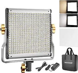 NEEWER Dimmable Bi-color LED with U Bracket Professional Video Light for Studio, YouTube Outdoor Video Photography Lighting Kit, Durable Metal Frame, 480 LED Beads, 3200-5600K, CRI 96+(UK Plug)