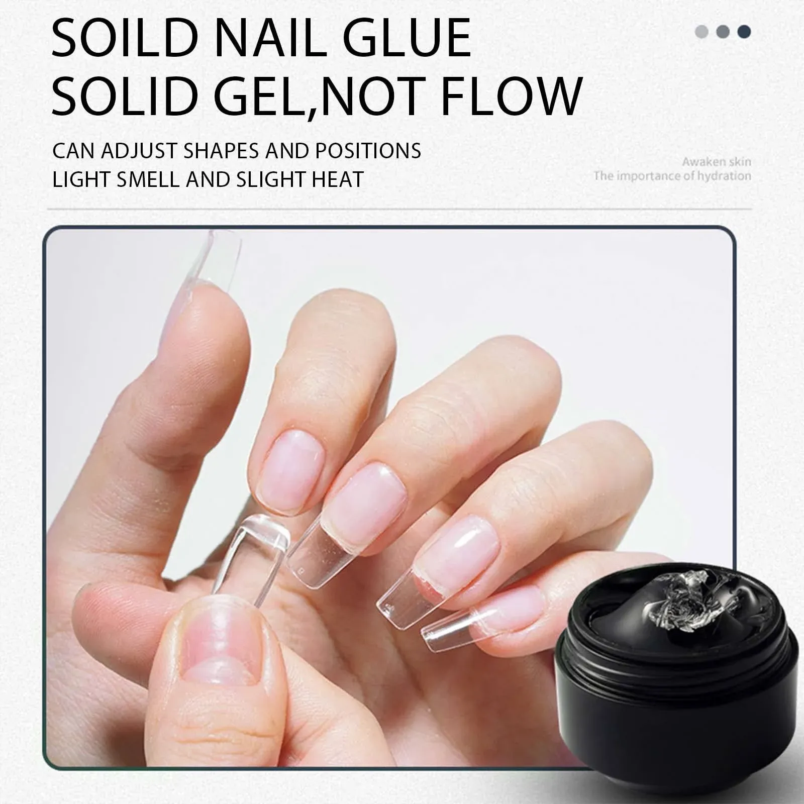 Solid Nail Glue Gel, Nail Tips Glue Gel for Acrylic Nails, Press on Solid Glue Gel, Solid Gel Polish Nail Art Manicure Glue Gel, Need UV/LED Lamp Longer Cure