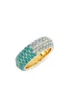 Mikki Ombre Pave Band Ring In 14k Gold Plated In Gld Grn Bl