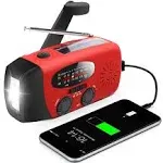 Emergency Hand Crank Radio with LED Flashlight for Emergency, AM/FM NOAA Portable Weather Radio with 2000mAh Power Bank Phone Charger, USB Charged & Solar Power for Camping, Emergency