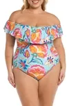 Plus Size Breezy Off-Shoulder One-Piece Swimsuit