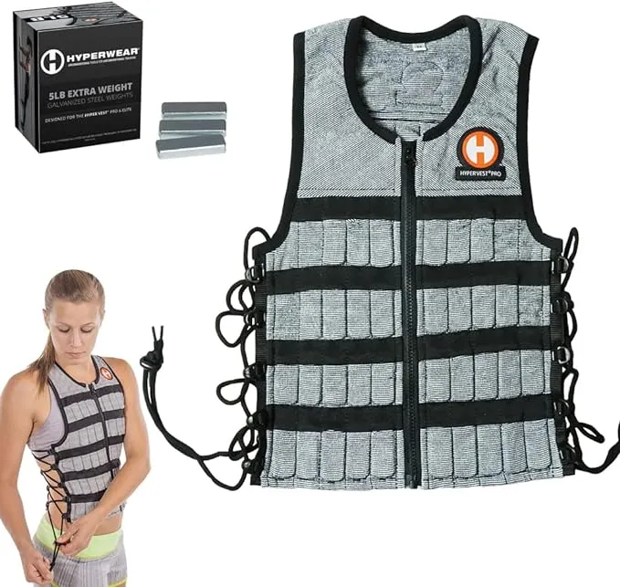 Hyperwear Hyper Vest PRO Weighted Vest Men and Weight Vest Women, Performance Stretch Wicking Fabric, Thin Adjustable Weighted Vest, Pre-loaded with Smallest Steel Weights for Weighted Vests