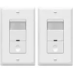 TOPGREENER Motion Detector Light Switch, in Wall Sensor Switch, Occupancy Sensor Switch 500W LED CFL 1/8HP, Wall Plates Included, Neutral Wire