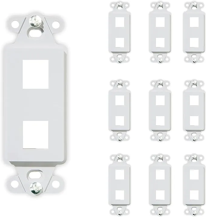 Legrand - OnQ 2 Port Decorator Outlet Strap, Wall Outlet Cover, Keystone Wall Plate, Outlet Cover for Keystone Wall Plate 2 Port, White, WP3412WH, 10 Pack