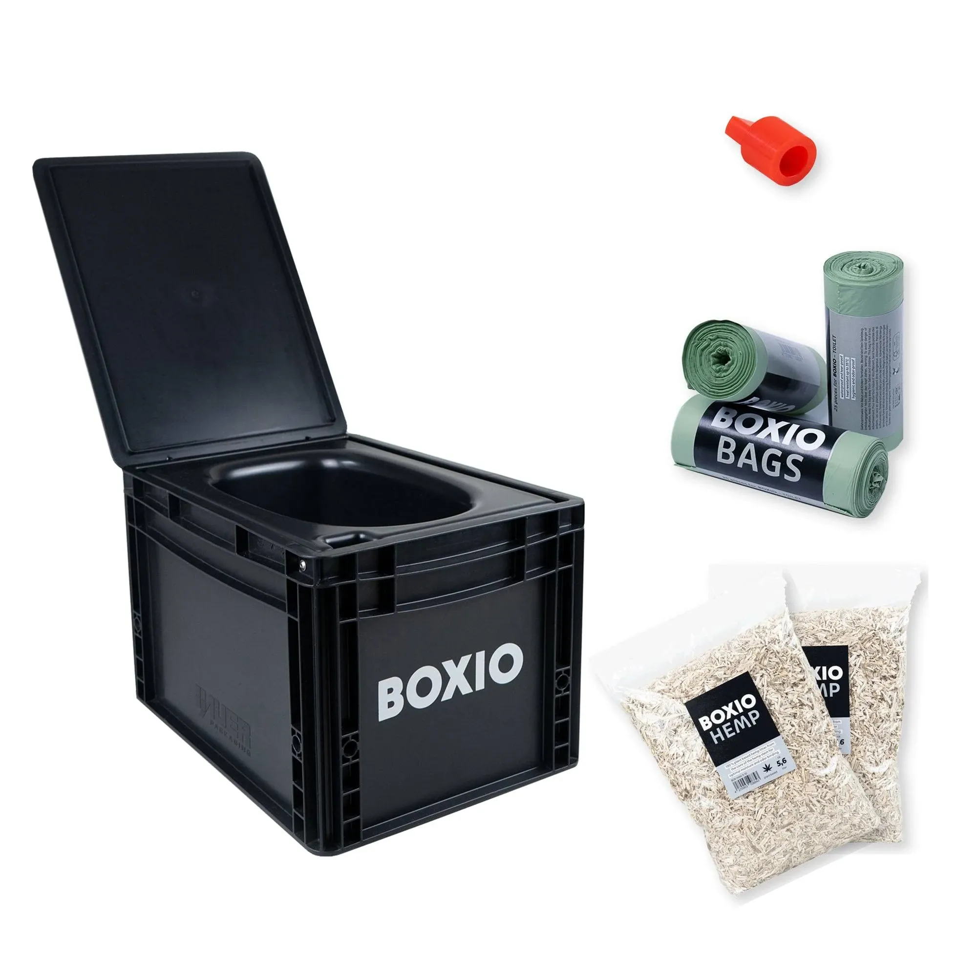 BOXIO Toilet Plus - Composting Toilet Starter Kit, Portable Toilet, Mini Camping Toilet: 15.7" x 11.8" x 11.0" Made in Germany.