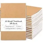 30 Pack Kraft Notebooks, A5 60 Lined Pages Notebooks and Journals for Women G...