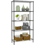 Wire Shelving Unit Commercial Metal Shelf Adjustable Layer Rack Strong Steel for Restaurant Garage Pantry Kitchen Garage (36×14×72, Black)