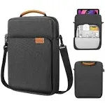 MoKo 12.9 Inch Tablet Sleeve Bag,Fits with 13 Inch New iPad Pro M4 & Air M2 2024,iPad Pro 12.9 M2&M1,Surface Laptop Go 12.4,Galaxy Tab S8+/S9+ 12.4,Handle Carrying Case with Shoulder Strap,Black &Gray