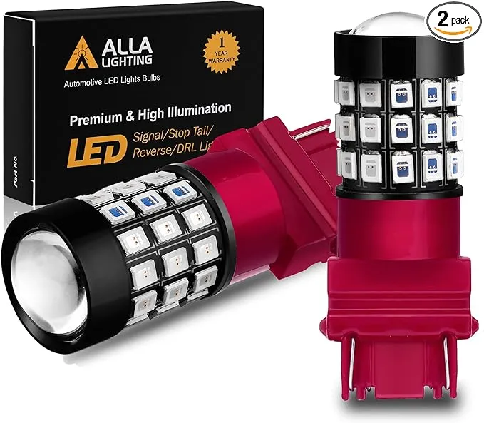 Alla Lighting Newly Upgraded 3156 3157 Red LED Bulbs 3056 3057KX 4157K 3047K 3157LL 4057K 3457 Brake Stop Tail, Turn Signal Lights Taillights for Cars, Trucks, Motorcycles, Super Bright 2835-SMD 12V