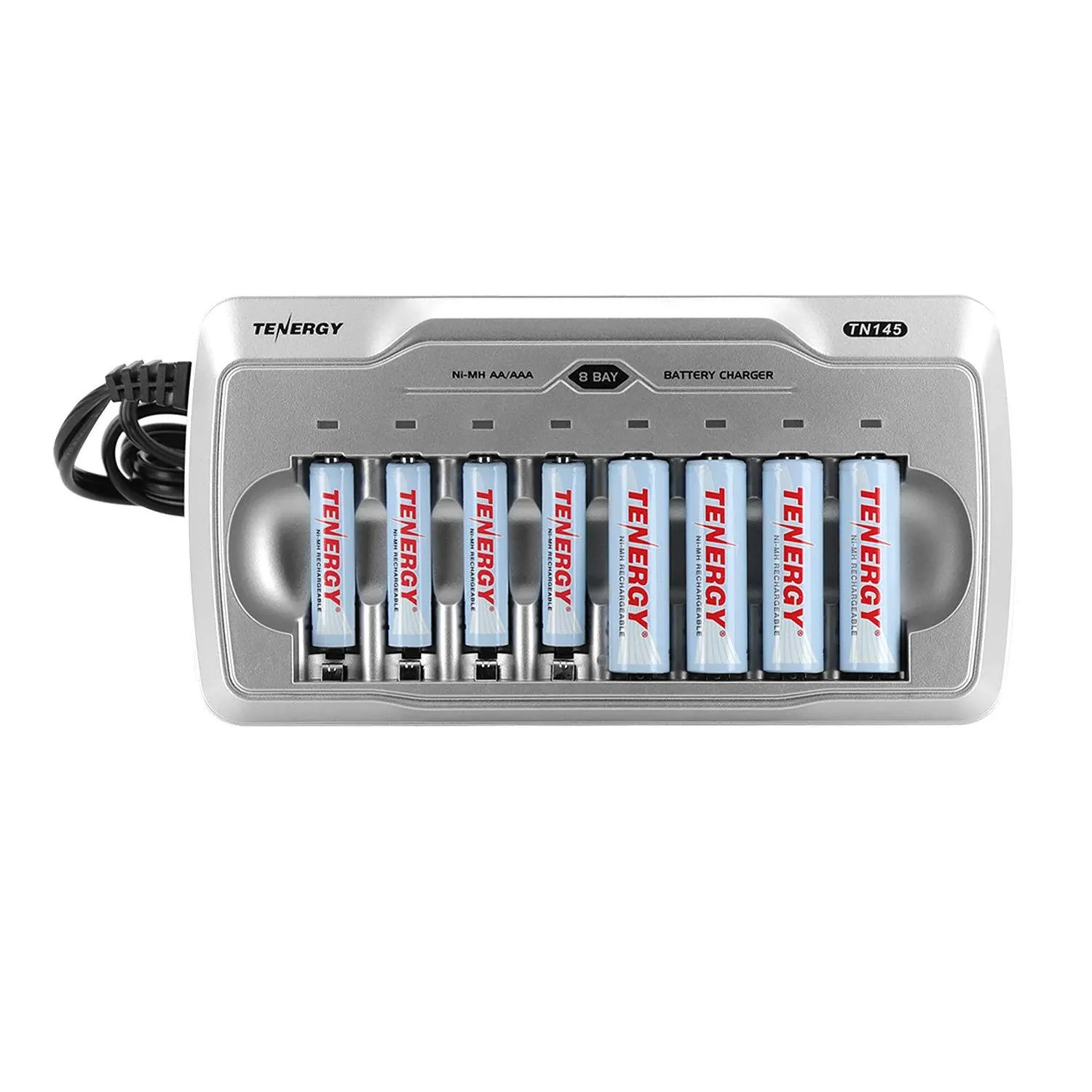 Tenergy TN145 8 Bay Charger and 4 Pack Rechargeable AA Batteries and 4 Pack ...