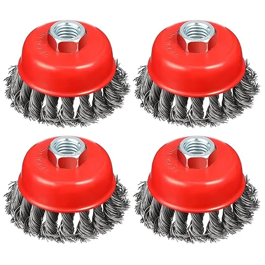 4&#034; Wire Wheel Cup Brush Coarse Twisted Knotted Wire Wheel For Angle Grinder 5/8 