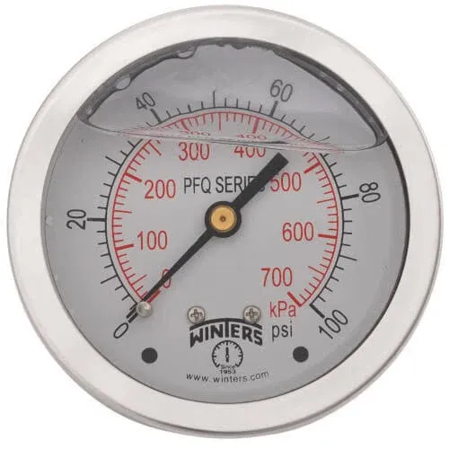 NEW WINTERS MBO3040 2.5&#034; 1/4 NPT BTM 0-100 PSI OIL FILLED PRESSURE GAUGE! r82