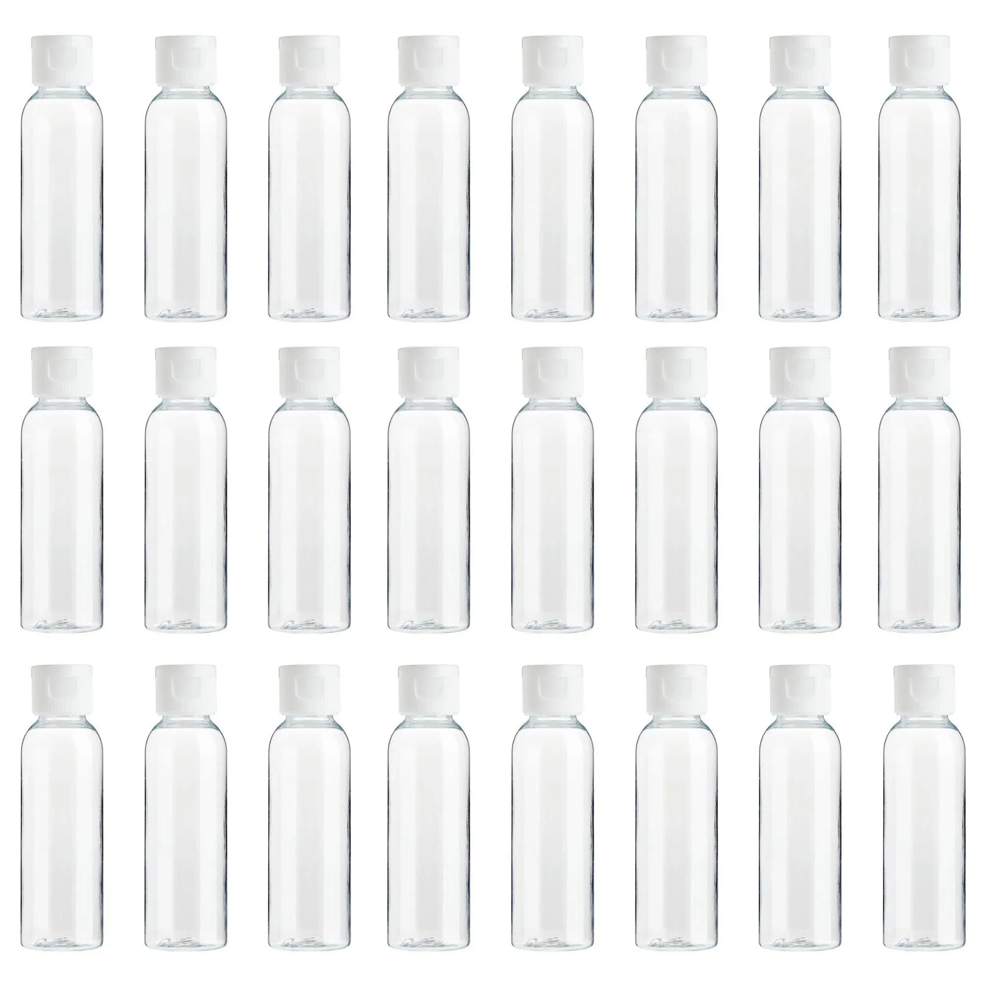 24 Pack Plastic Empty 2oz Travel Bottles with Flip Cap, Refillable Containers for ...