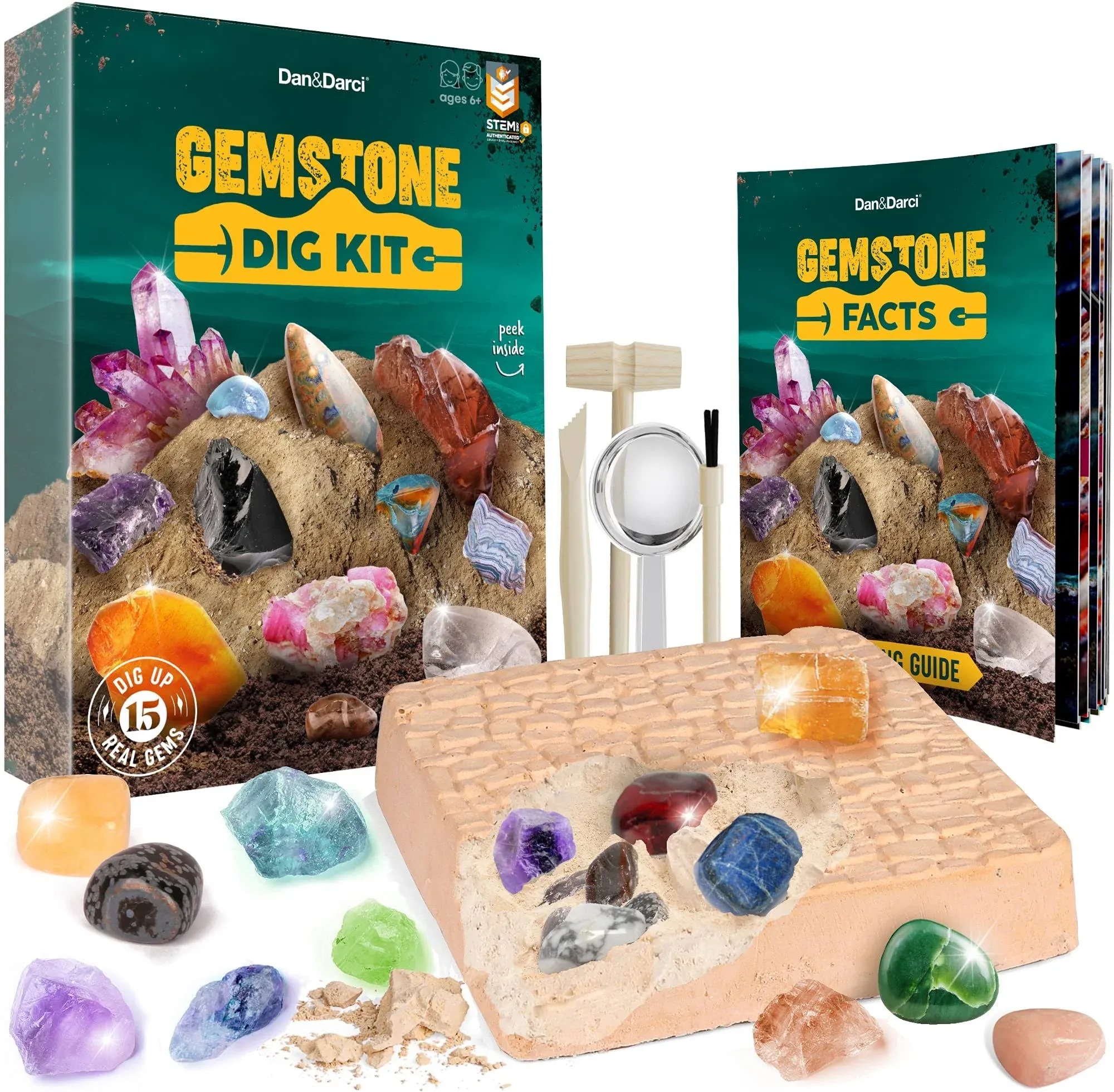 Dan & Darci Mega Gem Dig Kit - Dig Up 15 Real Gemstones | Great Science, Gemology ...