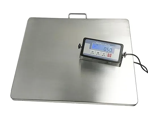 Angel USA Extra Large 22 inch by 18 inch Platform Stainless Steel 400lb Heavy Duty Digital Postal Shipping Scale, Powered by Batteries or AC Adapter, Great for Floor Bench Office Weight Weighing