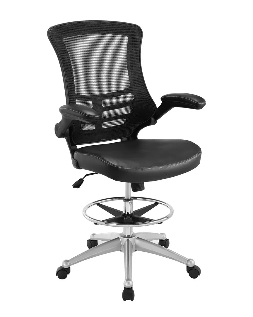 Modway Attainment Black Vinyl Drafting Chair