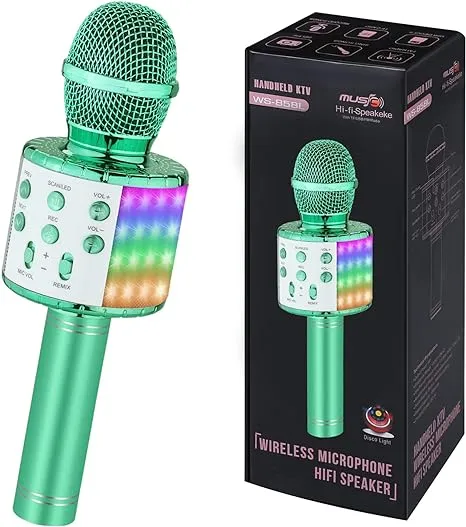 Toys for Girls Karaoke Microphone - Portable Wireless Bluetooth Karaoke Mic Machine with Flashlights, 3 4 5 Year Old Girl Birthday Gifts,Kids Toys for 6 7 8 9 10 Year Old Girl Stuff Teen