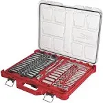 Milwaukee PACKOUT 1/4 and 3/8 in. drive Metric and SAE 106 Piece Mechanics Ratchet and Socket Set 90