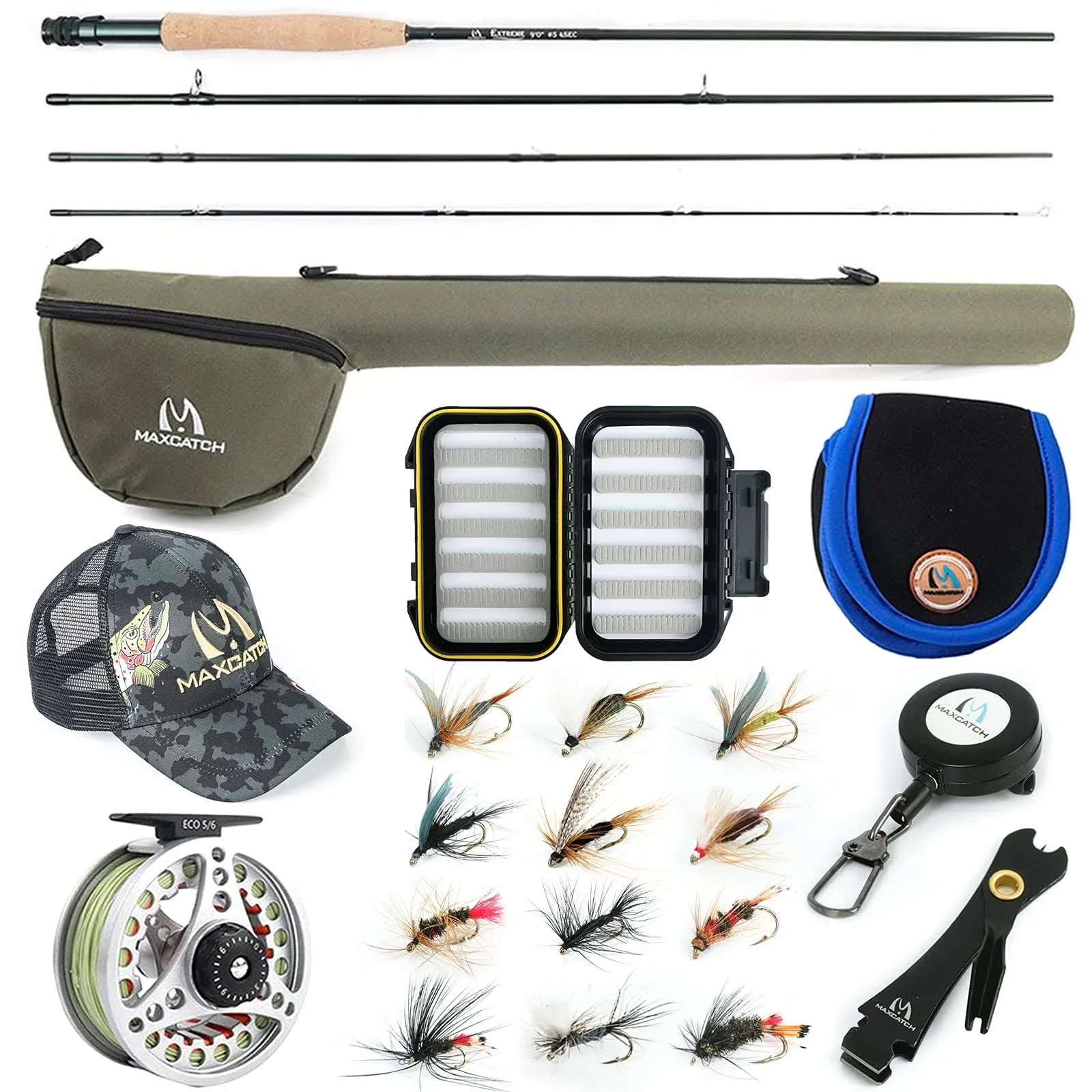 M MAXIMUMCATCH Maxcatch Extreme Fly Fishing Combo Kit 3/5/6/8 Weight, Starter Fly Rod and Reel Outfit, with a Protective Travel Case