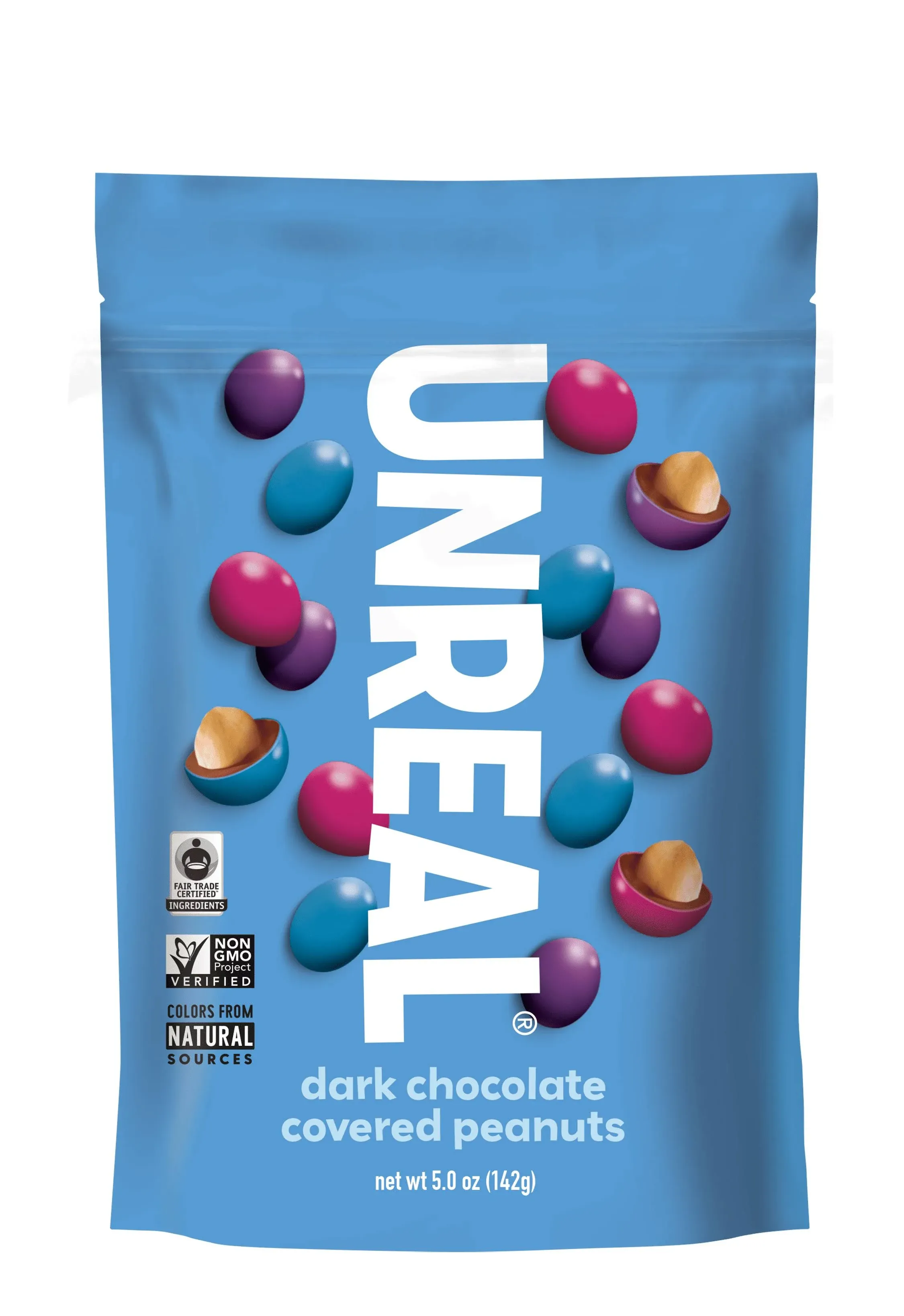 UNREAL Dark Chocolate Peanut Gems - Certified Vegan Fair Trade, Non-GMO - Made with Gluten Free Ingredients and Colors from Nature - No Sugar Alcohols or Soy - 6 Bags