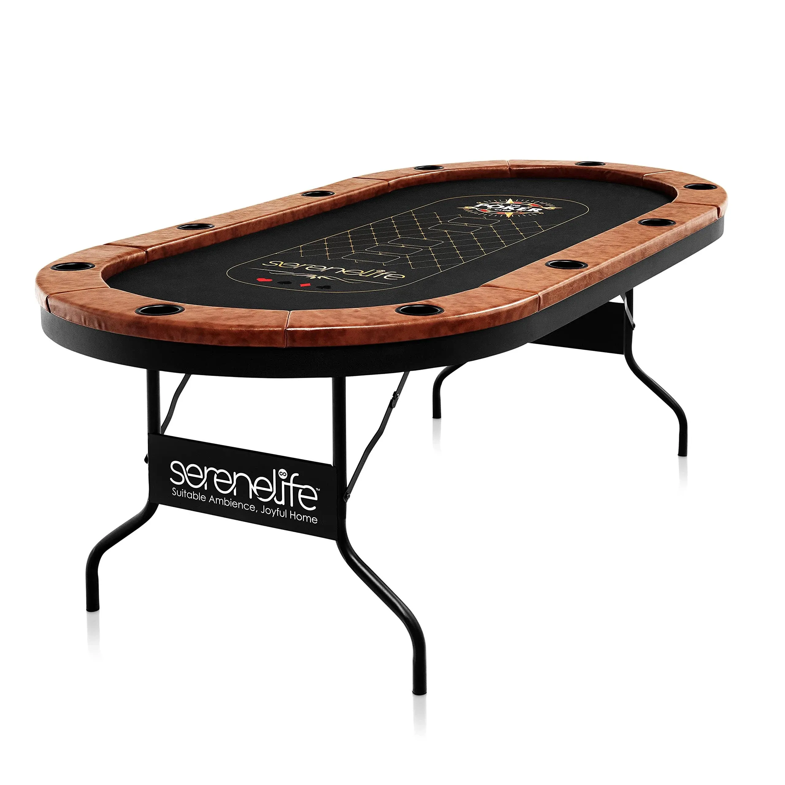 Serenelife Foldable &amp; Portable Poker/Casino Game Table 72x36in Cushioned Rail