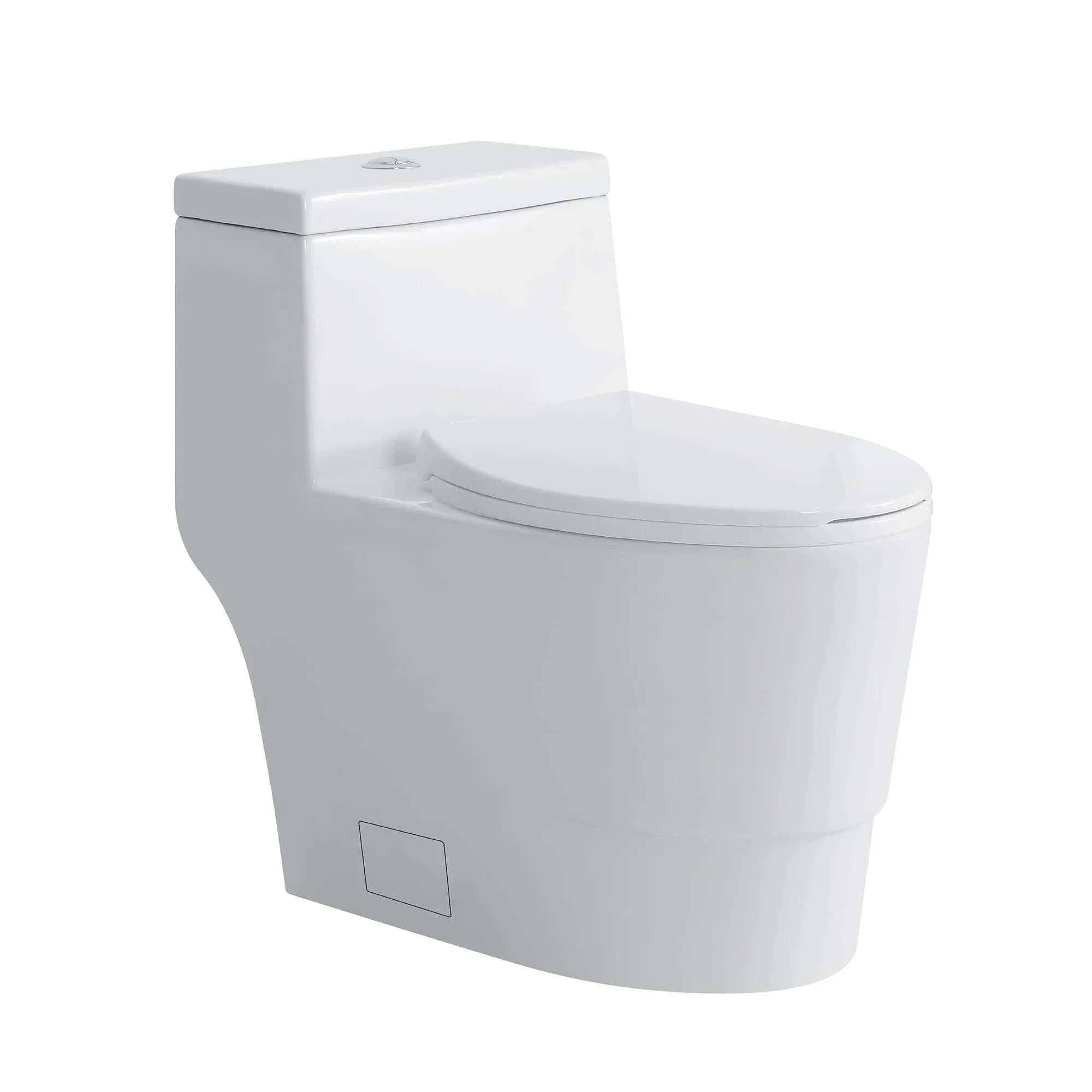 Fine Fixtures MOTB12W Modern Dual Flush Elongated One-Piece Toilet (Seat Included)