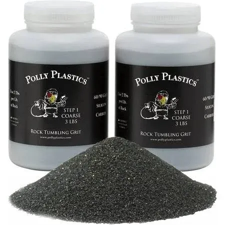 Polly Plastics Rock Tumbler Media Grit Refill, Coarse 60/90 Silicon Carbide Grit, Stage 1 for Tumbling Stones (2 Pack) (6 lb.), Size: One Size