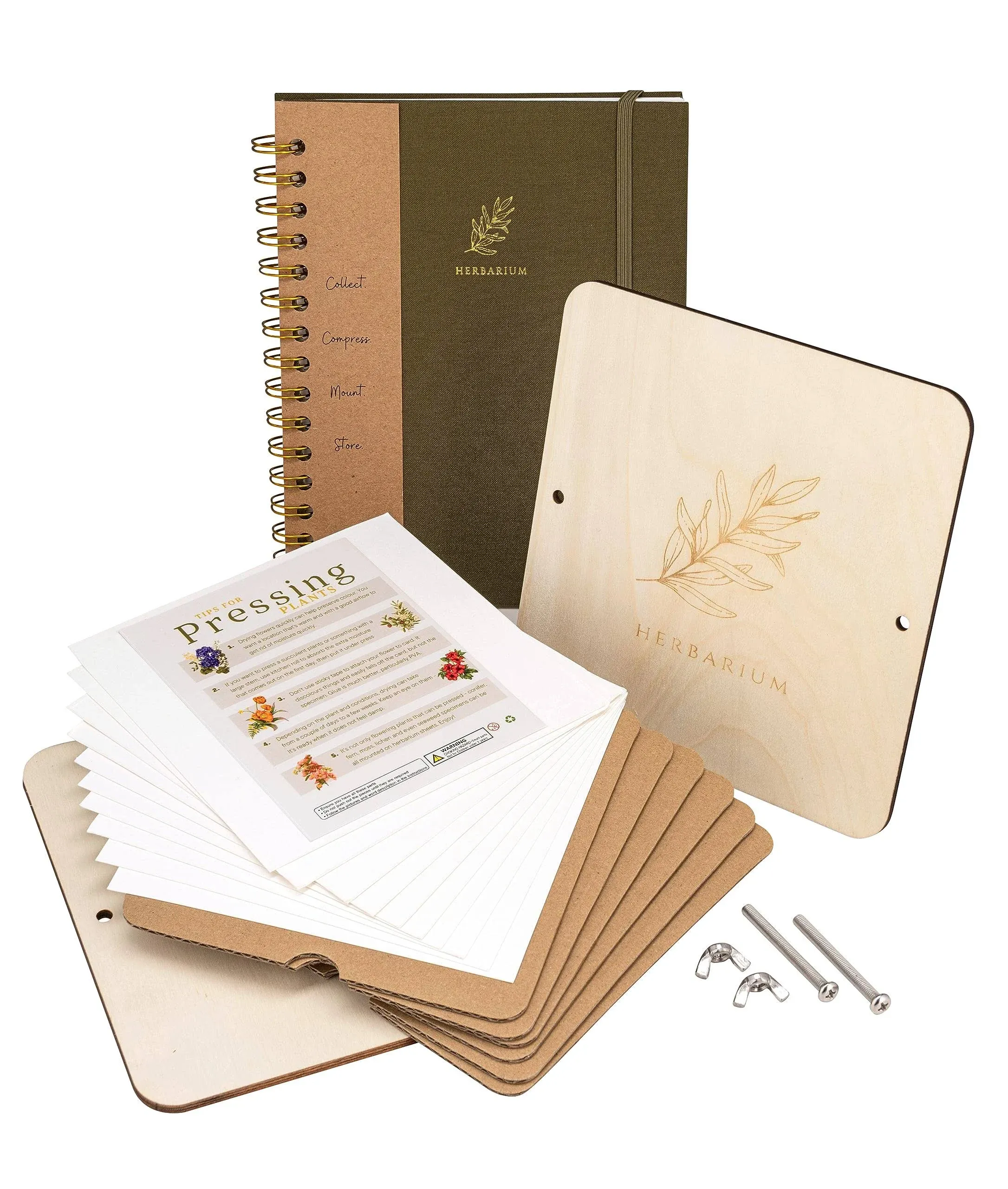 Wooden Flower Press Kit with Herbarium Journal