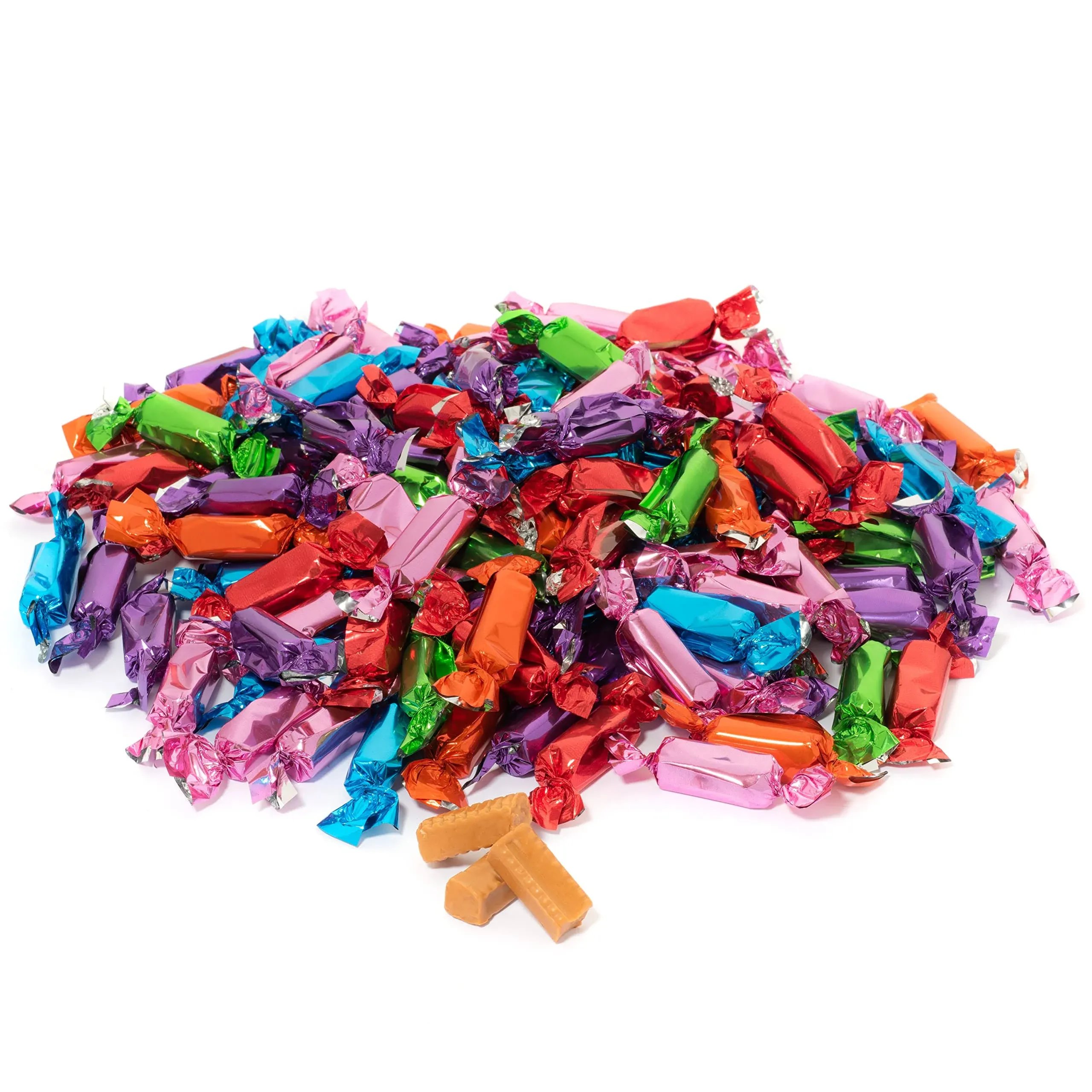 Candy Envy - Assorted Color Wrappers Individually Wrapped - Toffee Milk Caramels - 2 Pound Bag - Approx. 190 Pieces