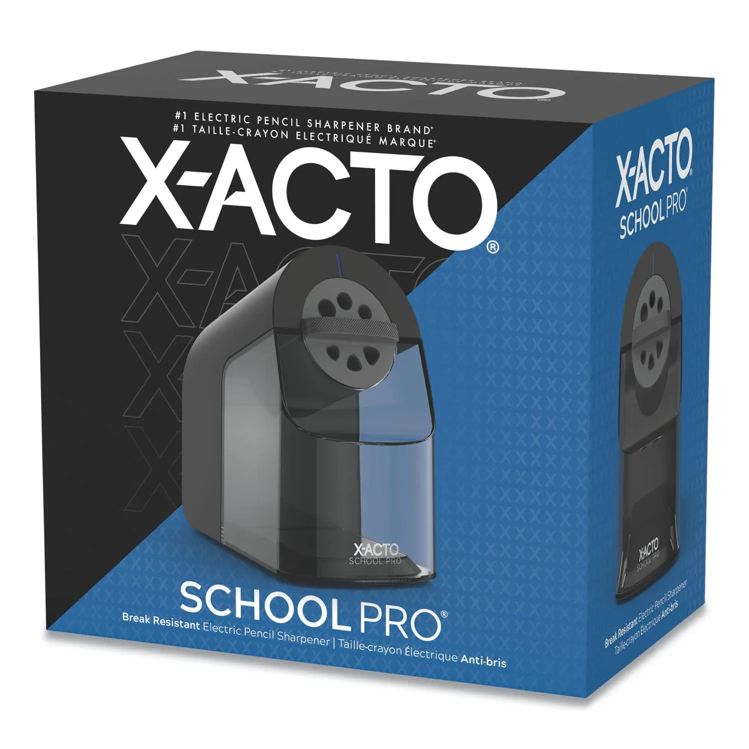 X-ACTO&#174; Model 1670 School Pro Classroom Electric Pencil Sharpener, AC-Powered, 4 x 7.5 x 7.5, Black/Gray/Smoke ;