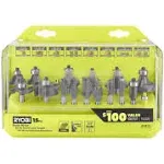 Ryobi Shank Carbide Router Bit Set (15-Piece)